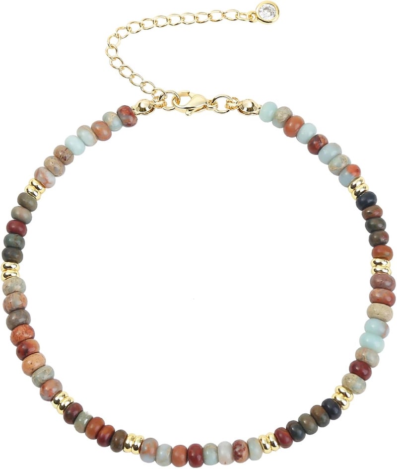 Wremily Natural Stone Beaded Anklets Bracelets for Women Handmade Beaded Anklet Bracelet Waterproof Boho Beads Ankle Bracelet Adjustable Summer Jewelry - Image 1